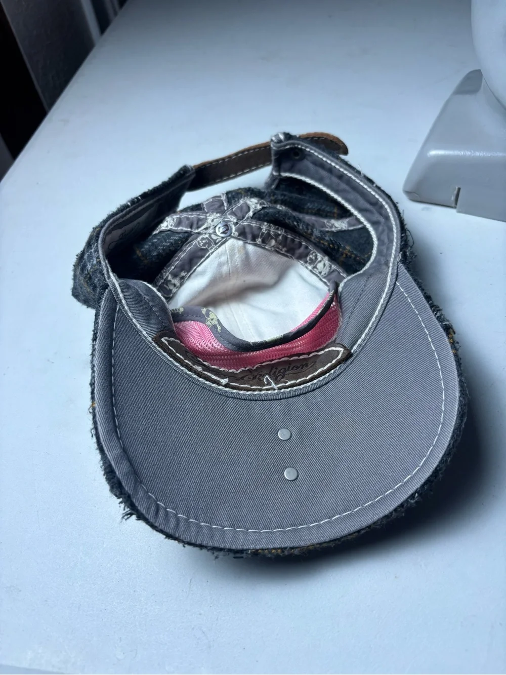 True Religion Distressed Multicolor Vintage Denim Cap Hat women Snapback